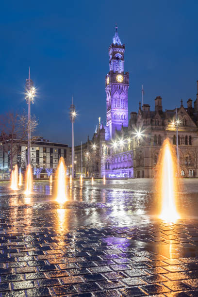 istock Bradford City Hall and Centenary Square at night 2189978030
