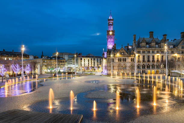 istock Bradford City Hall and Centenary Square at night 2189978048