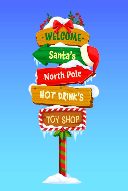 istock Xmas north pole sign board, Christmas wood signage 2189978701