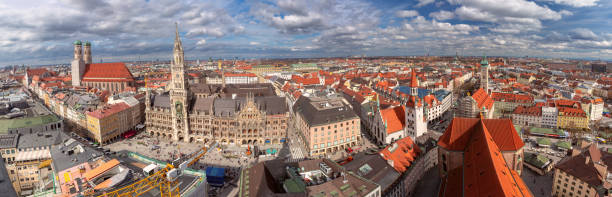 Panoramic view of the Old Town of Munich, Germany, showing historic architecture