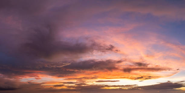 istock Evening sunset sky with colorful clouds. Panoramic skyscape 2190008192