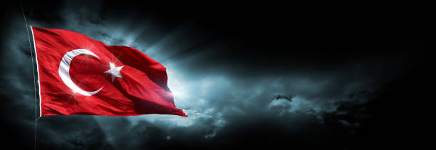 The waving Turkish flag and istanbul