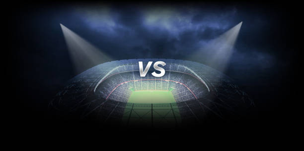 istock Epic Showdown in a soccer stadium at night, 3d rendering 2190012147