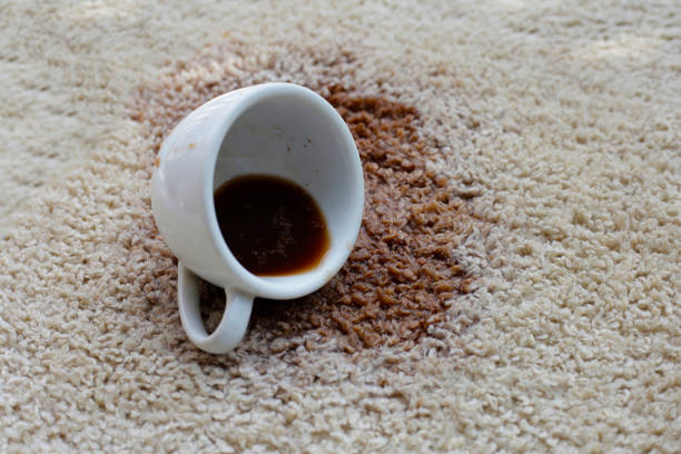 istock Coffee spilled on carpet, Coffee stain 2190013176