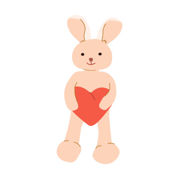 istock Cute cartoon bunny holding heart: love and friendship theme 2190013408