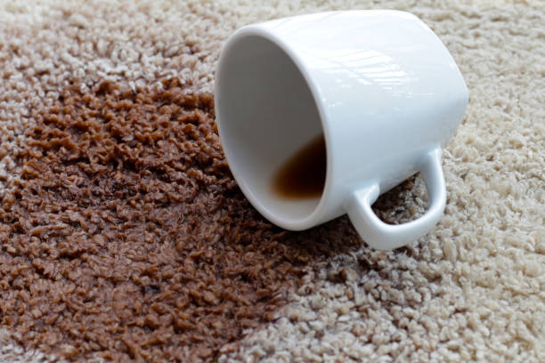 istock Coffee spilled on carpet, Coffee stain 2190014019