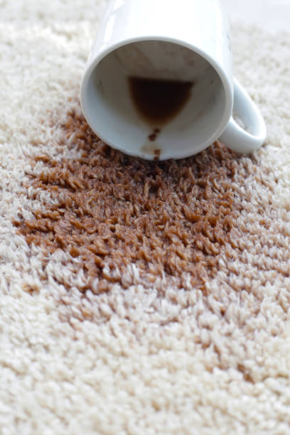 istock Coffee spilled on carpet, Coffee stain 2190014239