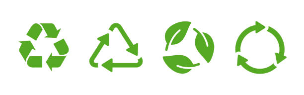 bildbanksillustrationer, clip art samt tecknat material och ikoner med recycling symbol variations design vector illustration - hållbar livsstil