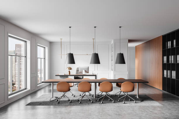 istock Modern Conference Room with City View. 3D Rendering 2190025798