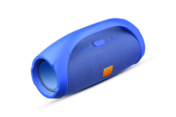 istock Blue portable wireless Bluetooth speaker, isolated on a white background. Device for playing music. 2190028573