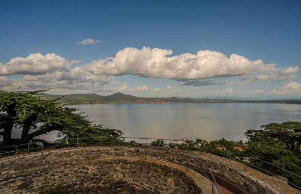 Lake Bracciano, originally called Lake Sabatino, is a lake that fills a depression of volcanic and tectonic origin, located in the Roman Tuscia and surrounded by the Sabatini Mountains.