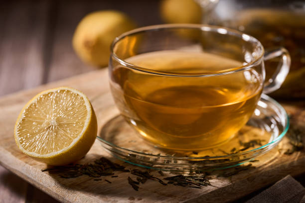 istock Hot Japanese Sencha tea in a glass cup 2190029671