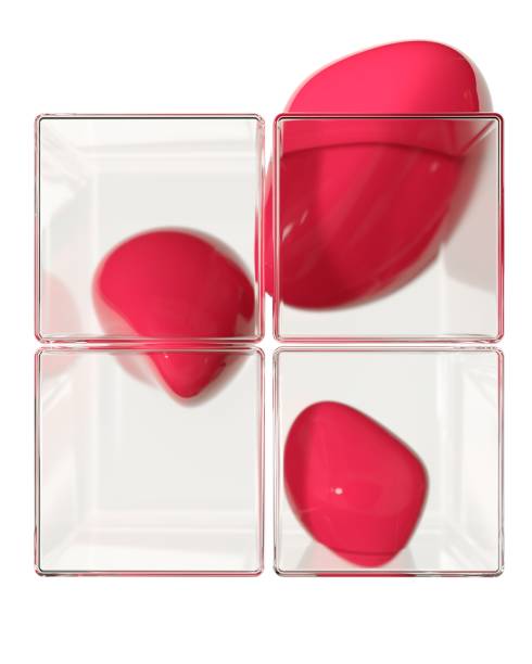 istock Abstract background with soft bright shapes, balls floating in glass cubes - 3d render. 2190033808