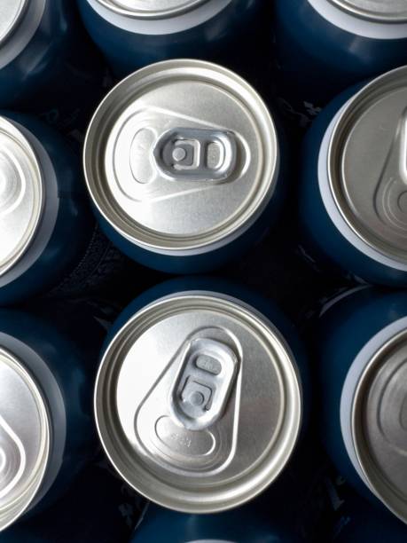 istock Cans stacked in a close-up arrangement showcasing silver tops 2190034422