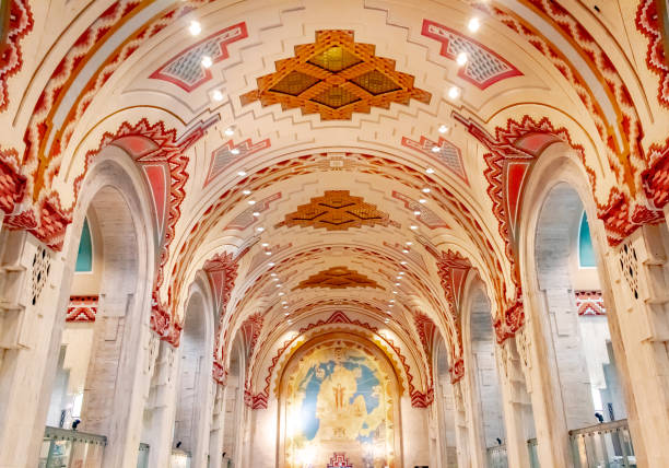 Colorful detail of the Detroit Michigan Guardian building interior design.