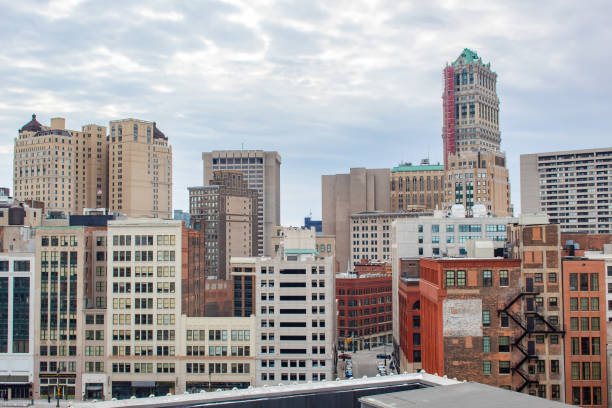 istock Downtown Detroit Michigan buildings skyline. 2190034949
