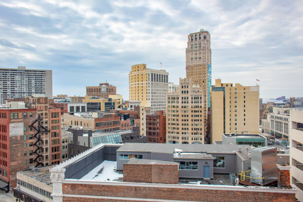 istock Downtown Detroit Michigan buildings skyline. 2190034988