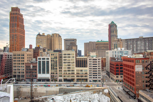 istock Downtown Detroit Michigan buildings skyline. 2190034997
