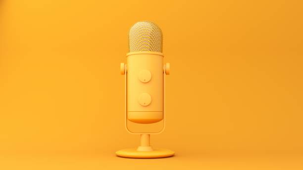 istock Microphone with flying notes and headphones - 3d render. Concept for online music, radio, listening to podcasts, books at full volume. 2190035636