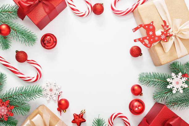istock Christmas tree background. Happy new year backdrop. Celebrating winter holidays card template. 2190037547