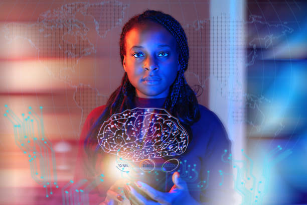 istock Businesswoman using artificial intelligence on the smart phone in futuristic office 2190042686