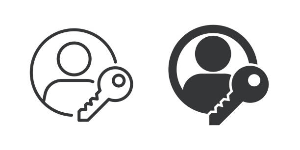 stockillustraties, clipart, cartoons en iconen met account access thin line and glyph solid icon. editable stroke and perfect pixel isolated on transparent background - onboarding