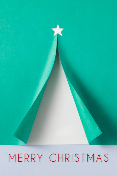 istock Happy Holidays with Paper Christmas Tree 2190044169