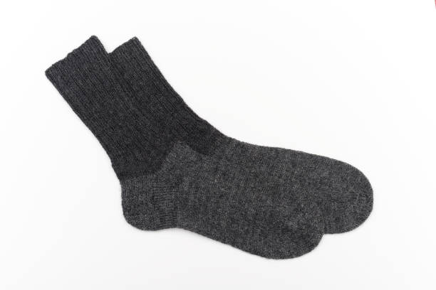 istock a pair of dark gray wool socks, hand-knitted with a simple and solid design 2190048184