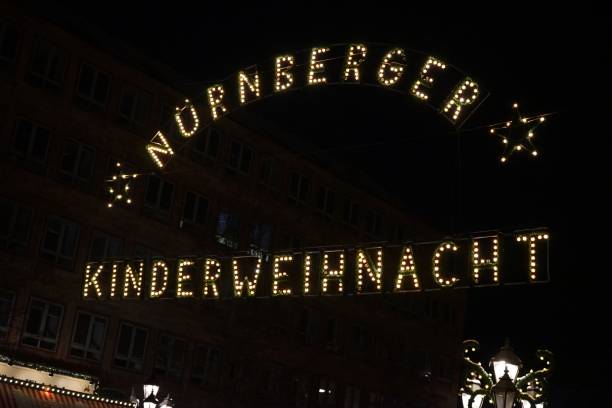 istock Illuminated Christmas Market Sign in Nuremberg 2190052608