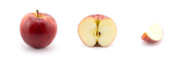istock Isolated apples. Whole red apple fruit with slice (cut) isolated on white with clipping path 2190057404
