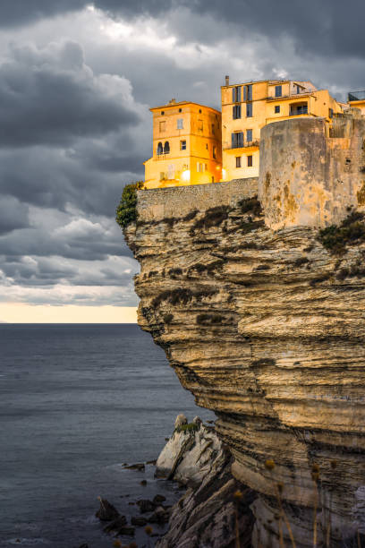 Scenic view of Bonifacio city on the rock, Corsica.