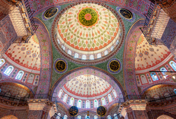 Interiors of Rustem Pasha Mosque in Istanbul, Turkey