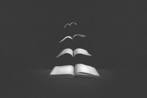 istock illustration of pages flying out of a book, surreal philosophy concept 2190065728