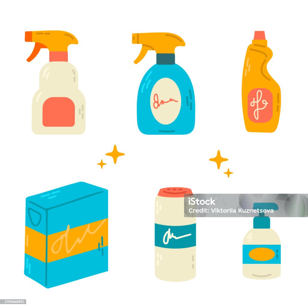 Cleaning Powder Vector Set Of Cleaning Products Vector Illustration In A Flat Style Stock ...