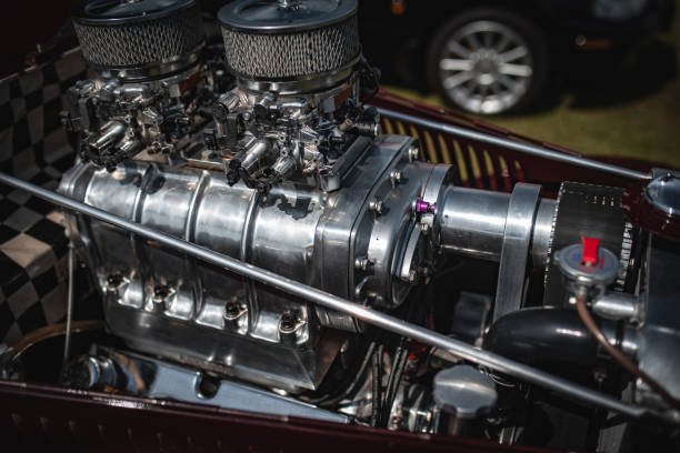 istock Classic vintage car with supercharged engine on the show. 2190080280
