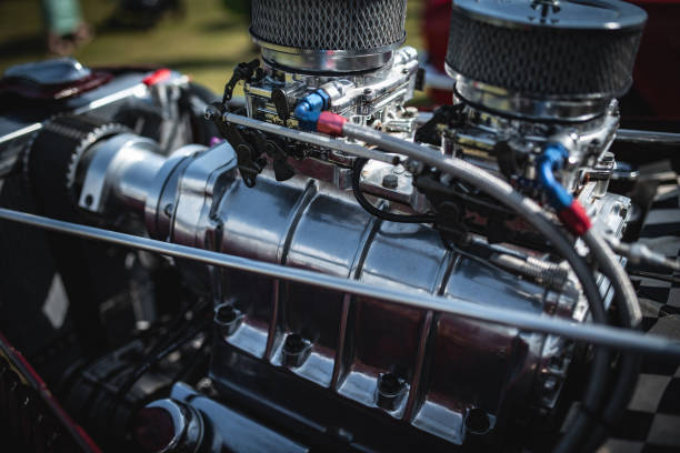 istock Classic vintage car with supercharged engine on the show. 2190080290