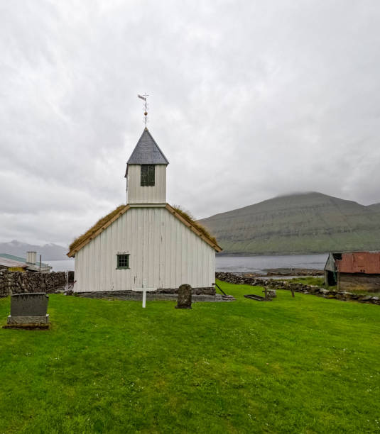 istock Coastal Church with Grass Rooftop on the North Atlantic Ocean 2190084778