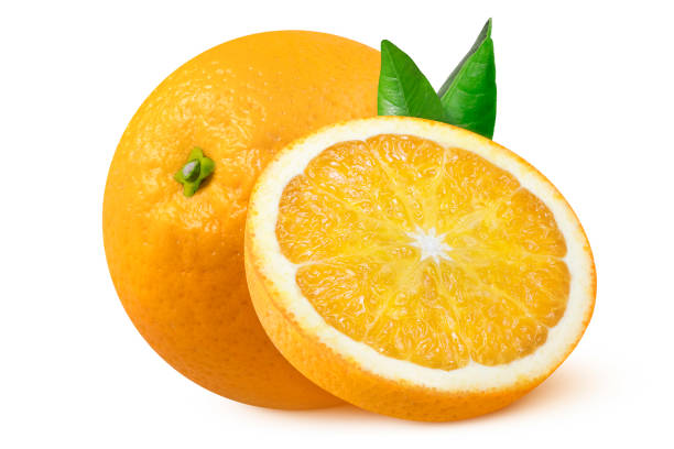 istock Oranges with leaves on isolated white background. 2190085102