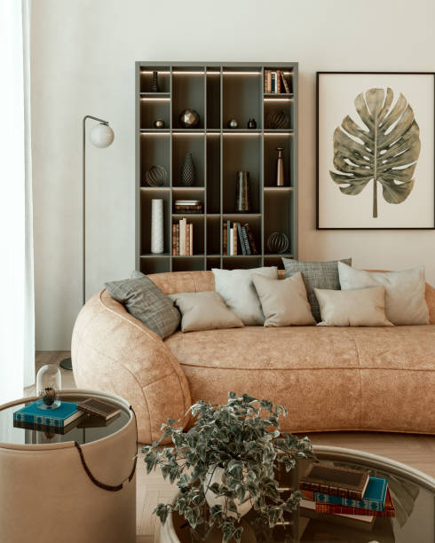 istock Large luxury modern bright interiors Living room mockup illustration 3D rendering image 2190089749