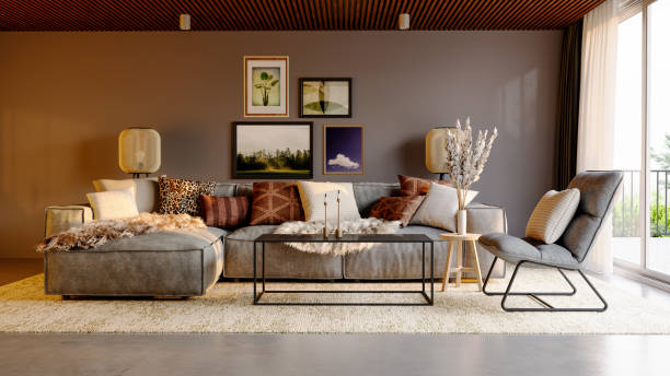 istock Large luxury modern bright interiors Living room mockup illustration 3D rendering image 2190090180