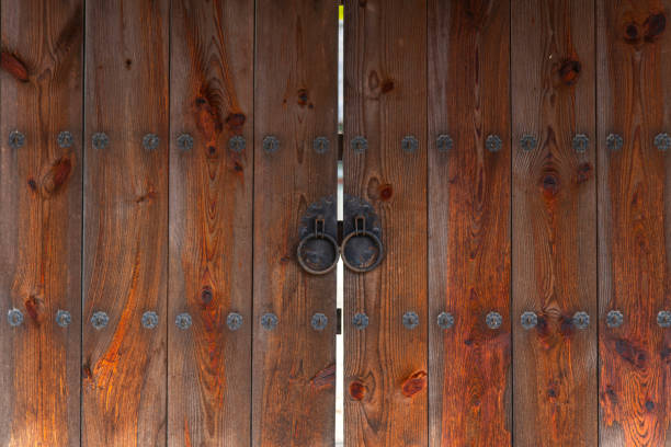 Ancient gates with door handles  in medieval Koryo Seonggyungwan educational facility