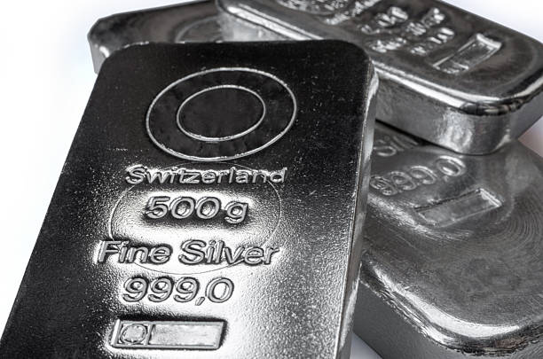Set of precious and industrial metal ingots with purity stamps. 3D rendering isolated on white background