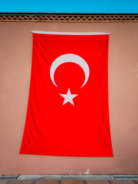 istock Huge Turkish flag on a wall in Istanbul 2190103351