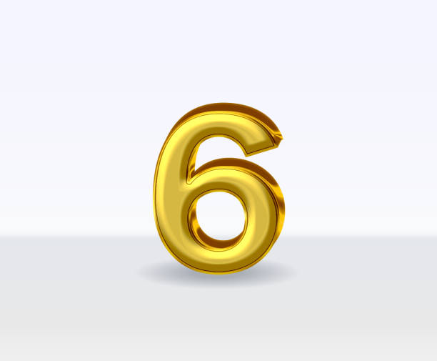 istock 3d golden metal numbers number 6 on white background 2190106436