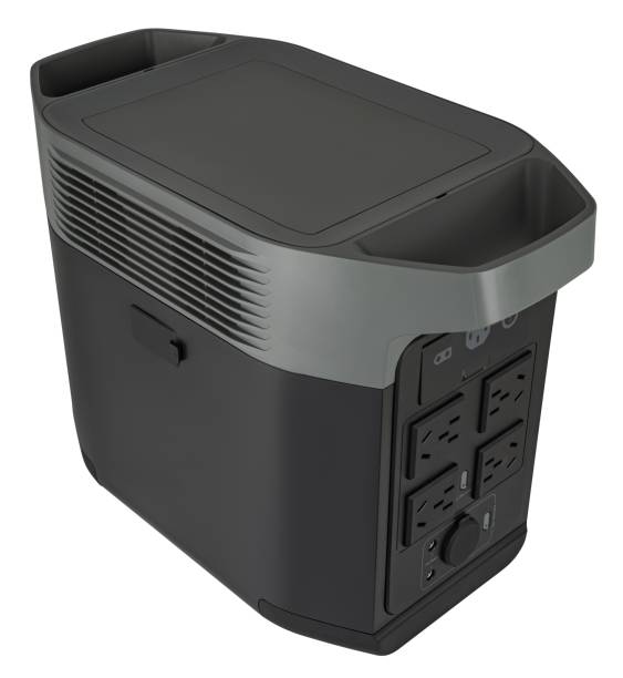 istock Autonomous portable battery power station, for home office, on white background in insulation 2190108345