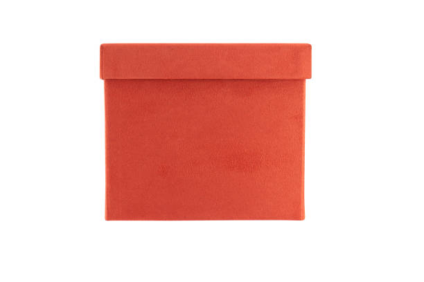 red cardboard box with cover isolated on a white background