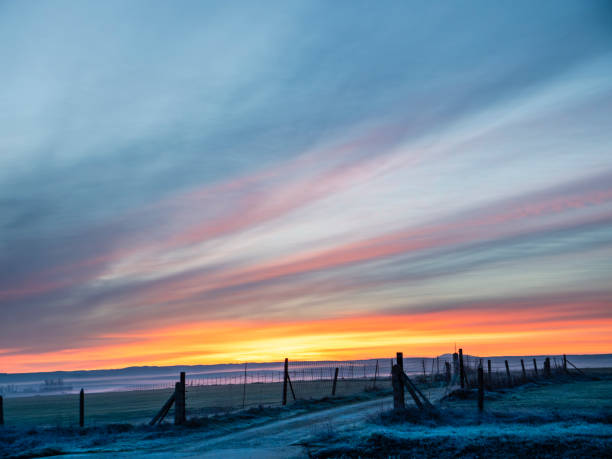 Winter sunrise in the countryside