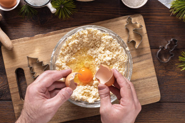 istock Preparation dough for festive Christmas cookies top view 2190112350