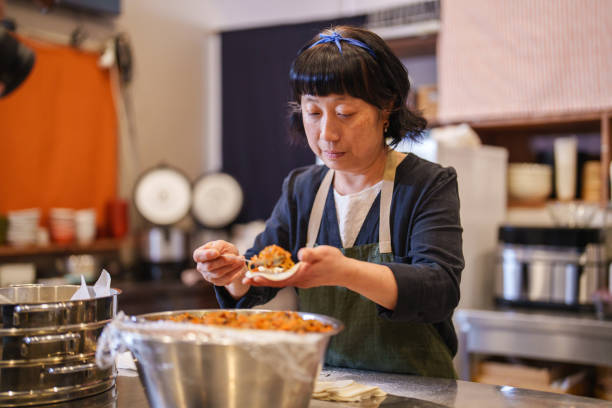 istock Filling Korean dumplings with rice noodles. 2190116139
