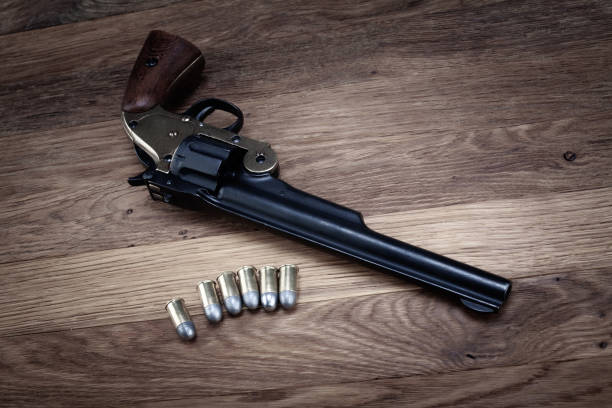 istock Old West .44 caliber single action revolver gun with rounds 2190117928